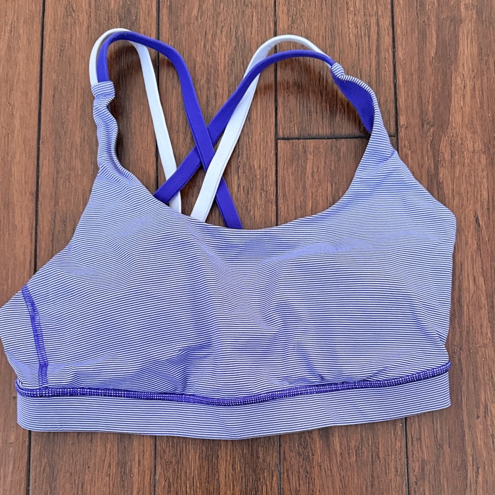 Lululemon Athletica Purple and White Striped Sports Bra